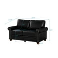 thumbnail image 2 of Small Loveseat Couch Sofa with Storage Boxes and Wood Leg, Faux Leather Mid Modern Century 2-Seat Sofa with Nails Decoration for Small Space/Living Room/Studio/Apartment, Black, 2 of 7