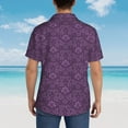 thumbnail image 4 of Honeii Retro Florals Purple Print Men’s Hawaiian Shirt,Classic Button-Down Short Sleeve Shirt, for Beach, Vacation, and Outdoor Activities,Small, 4 of 7