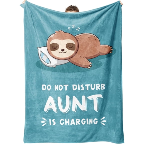 Funny Gifts for Aunt Christmas, Aunt is Charging Sloth Blanket, Auntie Birthday Gifts, Present for Aunts from Niece Nephew Mothers Day Christmas, Super Soft Throws Blanket for Auntie