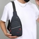thumbnail image 5 of Mochila impermeable de nailon para el pecho – Mensajero de hombro ligero, multicompartimento, puerto para auriculares, viaje resistente al exterior, gris/negro/azul/verde ejército, 30x17x5cm, 5 of 6