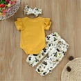 thumbnail image 3 of Baby Clothes Newborn Girls Tops Bodysuit Floral Pants Outfits Clothes Set 3PCS, 3 of 6