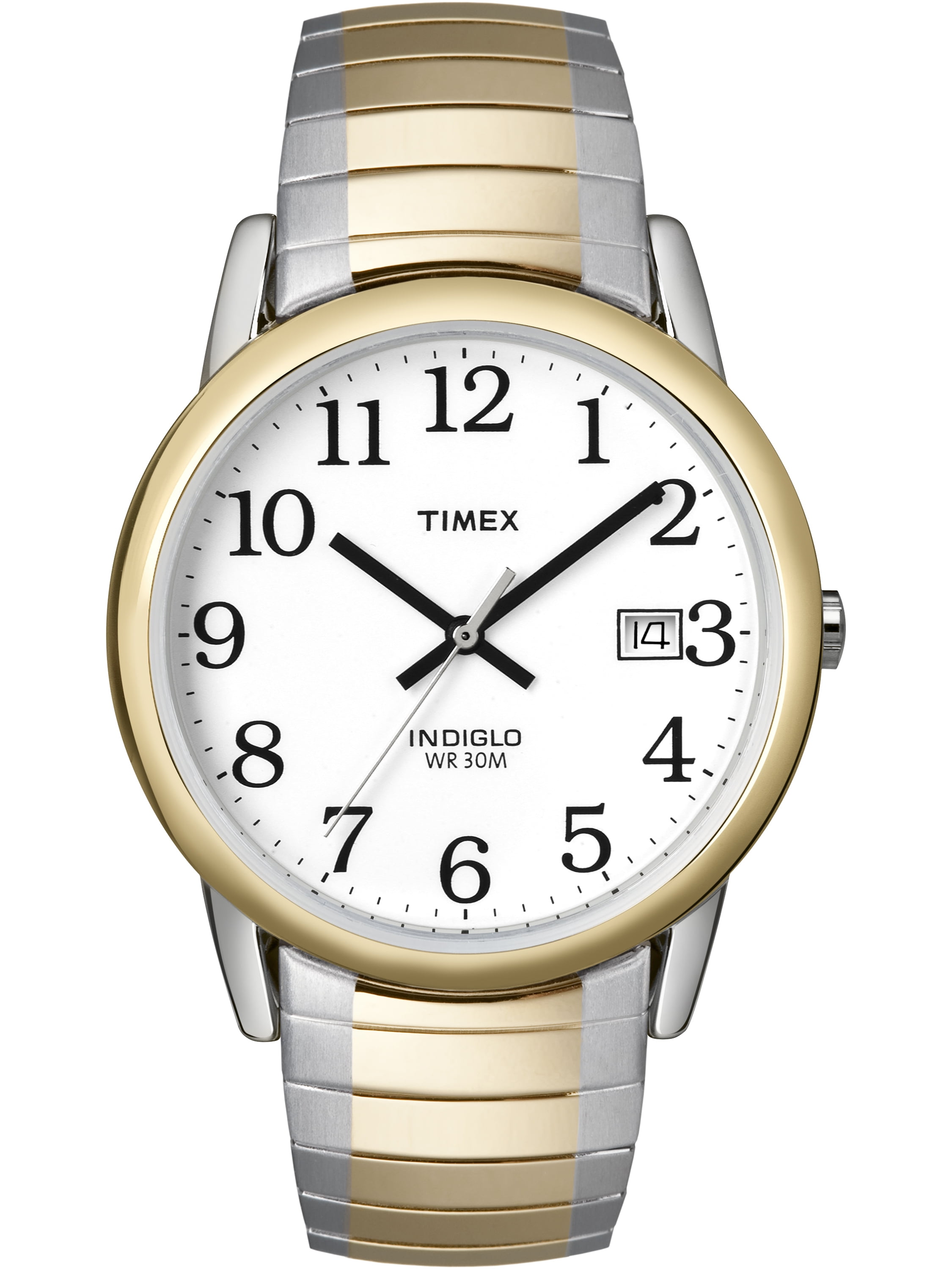 Free Shipping Timex Men s Easy Reader Date Two Tone White 35mm Casual Watch Tapered Expansion Band Walmart