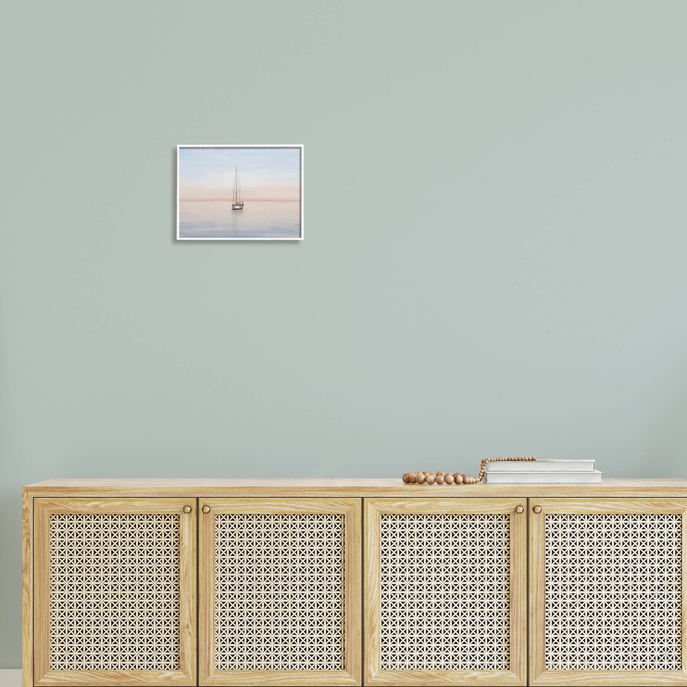 Stupell Industries Tranquil Boat Sunset Reflection Graphic Art White Framed Art Print Wall Art, Design by Elizabeth Medley