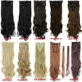 thumbnail image 2 of LELINTA Women 24" Long Curly Full Head Clip in Synthetic Hair Extentions 8 Piece 18 Clips Black Brown Blonde, 2 of 6