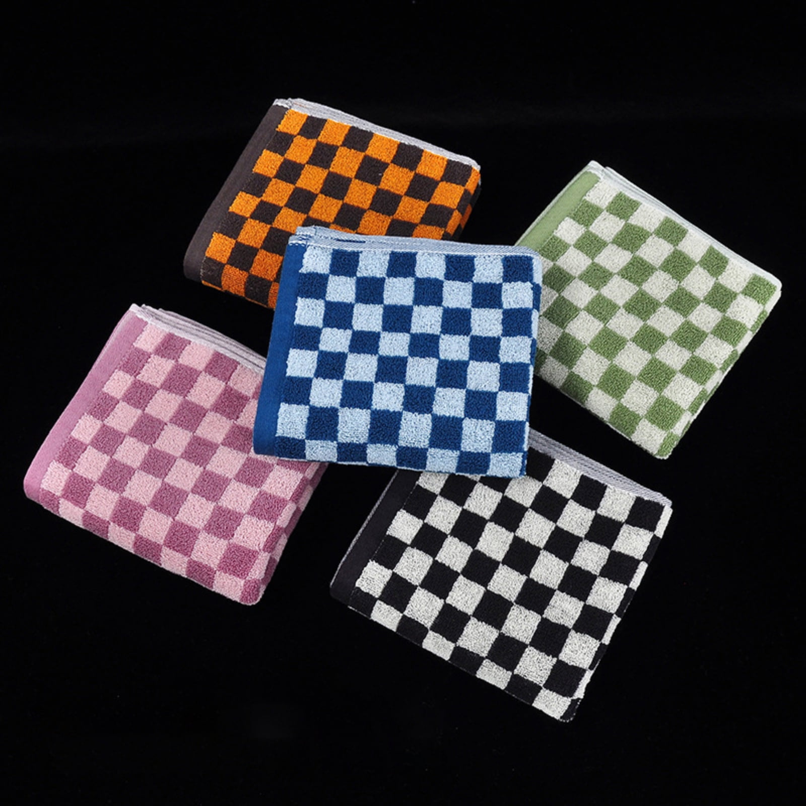 5 Pcs Checkered Large Bath Towels Bulk 13.7 x 29.5 Inch Soft Colorful Bath Towels Checkered Towels for Bathroom Spa Shower Gifting Hotel Gym Beach Pool