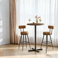 thumbnail image 2 of LEDREM 41.1-Inch Round Bar Table, High Top Cocktail Table with Cross Base & Adjustable Feet, for 2-3 People, Natural Walnut, 2 of 6