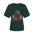 thumbnail image 4 of Odeerbi Christmas Shirts for Women 2025 Casual Round Neck Short-sleeved Christmas Tree Printed Top Green, 4 of 6