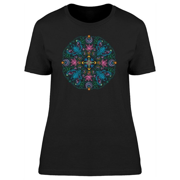 Round Pattern Indian Textures T-Shirt Women -Image by Shutterstock, Female Small