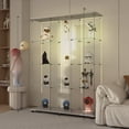 thumbnail image 4 of MAYEERTY 4 Tiers Glass Display Cabinet with Bluetooth LED Light Strip, Curio Storage Cabinet with 3 Door Wheels and Lock, Wood Top, White, 4 of 11