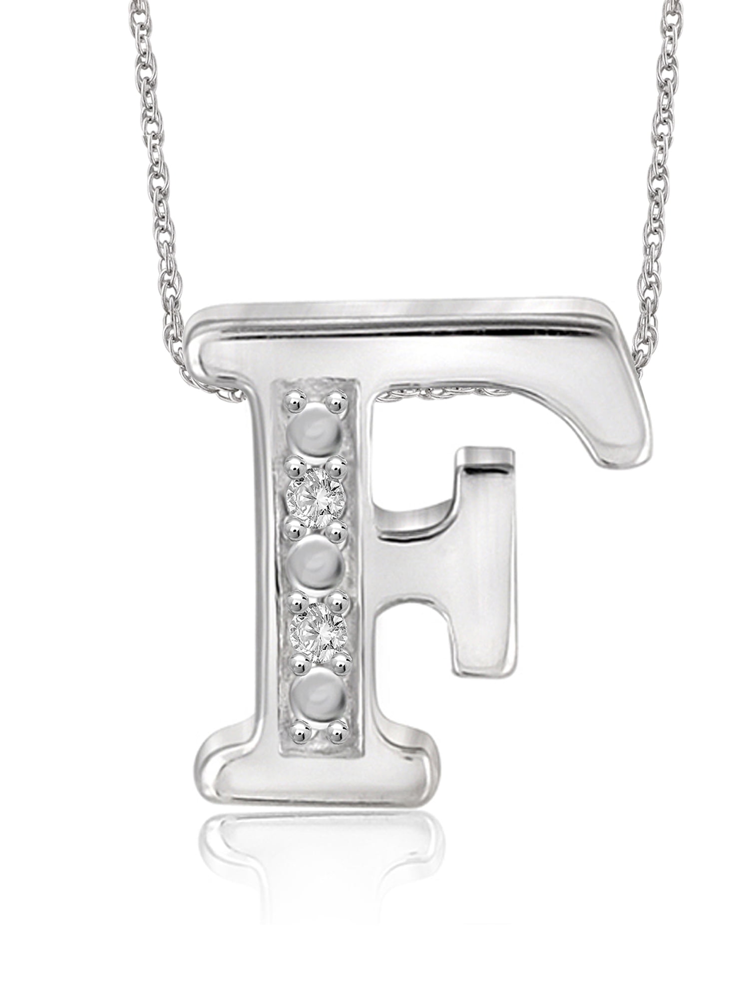 Yours Truly Diamond Accent J Initial Necklace in Sterling Silver