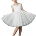 thumbnail image 3 of Jinhomg Flower Girl Dress Girls V Back Satin Tulle Dresses A Line Bow Knot Communion Dress Wedding Guest Birthday Party Dresses Formal Gown White 150, 3 of 5