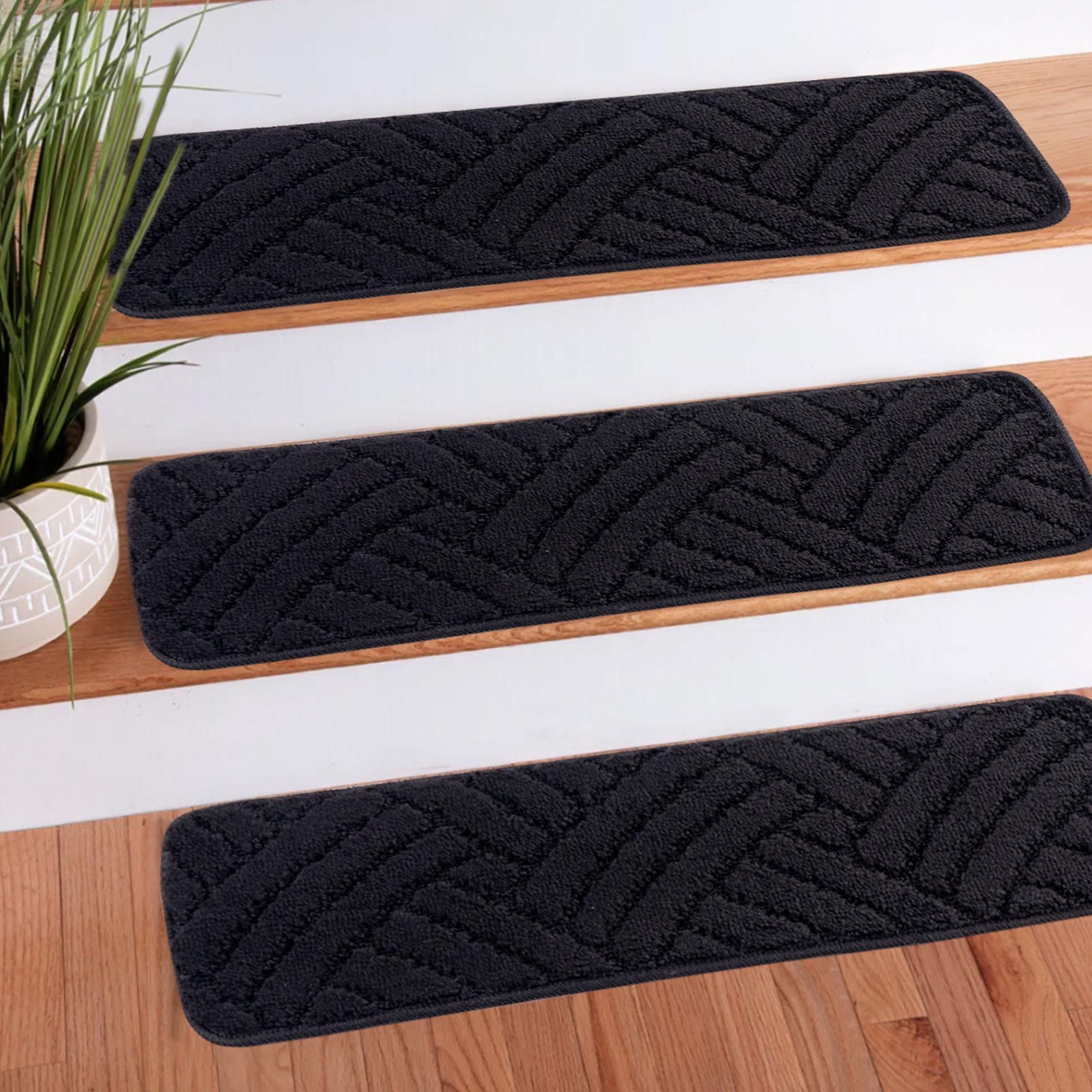 SussexHome Carpet Stair Treads for Wooden Steps - Indoor Staircase Step Treads with Thick Carpet & Pattern Design - Self Adhesive Safety Treads to Prevent Slipping - Pet & Kid-Friendly - 15-Pack