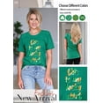thumbnail image 3 of NFTOEIULA Women Clover Letter Print Crew Neck Short Sleeve T-Shirt, 3 of 7