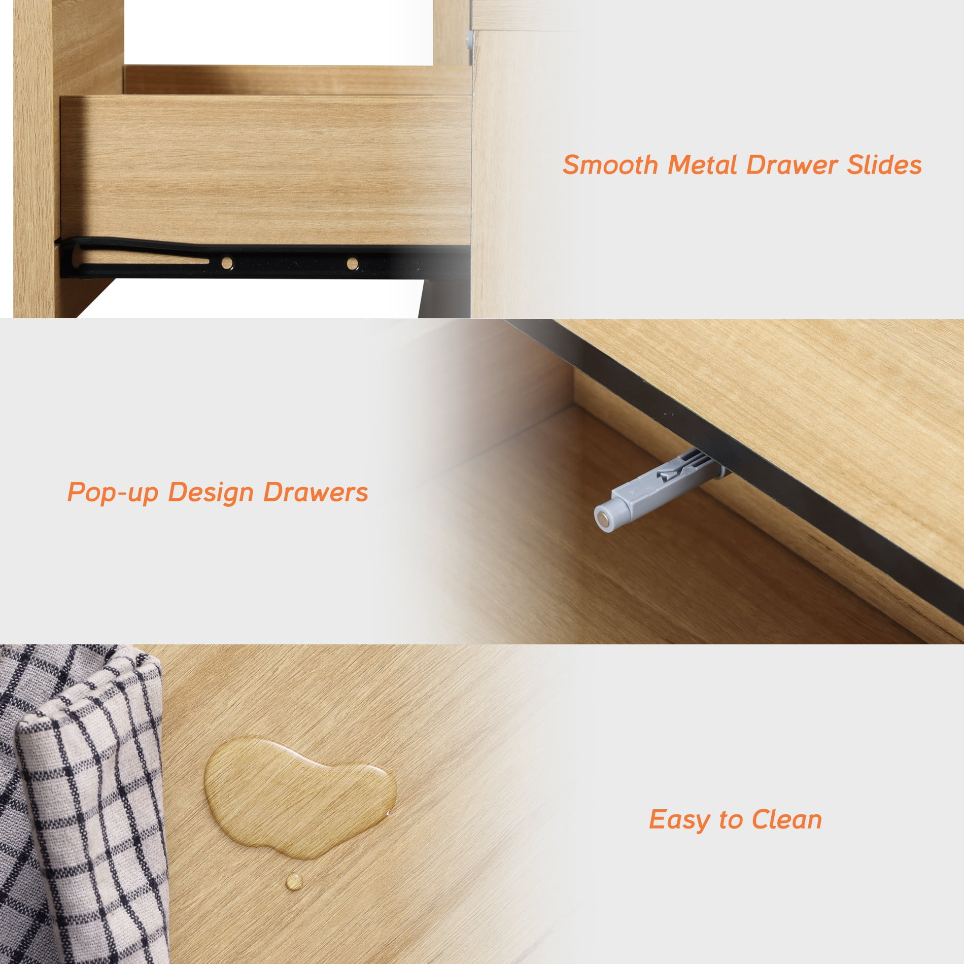 WAMPAT Modern 9-Drawer Wooden Dresser with Sturdy T-Shaped Wood Legs, Chest of Drawers & Closet Organizer for Bedroom, Hallway & Living Room Storage