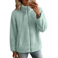 thumbnail image 2 of UDAUDU Sherpa Jacket Women Fuzzy Fleece Zip Up High Neck Long Sleeve Warm Teddy Jackets Cozy Fluffy Sweater Coats Fall Winter Outerwear 5XL, 2 of 6