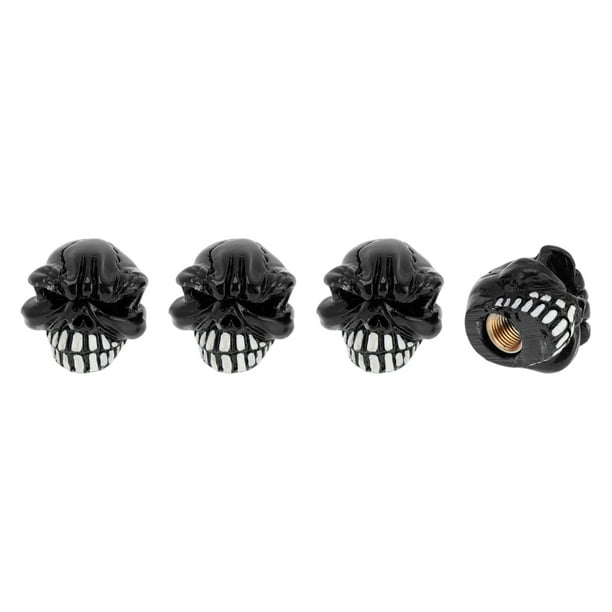 Tapones Decorativos para Válvula de Neumático 7x20mm Cubiertas de Polvo de Válvula de Neumático Resina Cobre Negro 4 Pcs