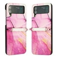 thumbnail image 4 of Nalacover for Samsung Galaxy Z Flip 4 PU Leather Case,Full Body Protection Stylish Marble Pattern Magnetic Clasp Flip Wireless Charging Detachable Wrist Strap Cover for Girls Women,Rose, 4 of 6