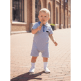 thumbnail image 5 of BemeyourBBs Western Baby Boy Summer Clothes Newborn Baby Boy Cowboy Outfit Waffle Knit Striped Romper Casual Sailboat Cowgirl Hat Boots Embroidered Button Short Sleeve Infant Jumpsuit, 5 of 9