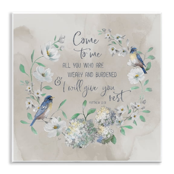 Stupell Industries Comforting Proverb & Wreath Spiritual Painting Unframed Art Print Wall Art, 12 x 12