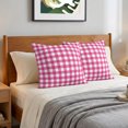 thumbnail image 6 of Pillow Covers 16x16 Set of 2, Peach Pink Checked Throw Pillow Covers Decorative Couch Cushion Cover, Farmhouse Buffalo Plaid Country Grid Microfiber Soft Pillowcases for Bedroom Living Room Sofa, 6 of 9
