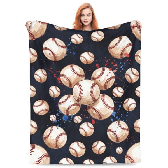 Baseball Blanket, Artistic Paint Splatter Sports Flannel Fleece Blanket, Soft Decorative Blanket For Couch Bed Sofa 50x40
