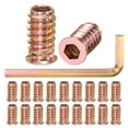 thumbnail image 1 of Paquete de 20 Tuercas de Inserción Roscadas para Madera, M6x20mm con Llave para Muebles de Madera [Tono Dorado], 1 of 6
