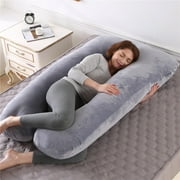 55" U-Shape Pregnancy Pillow Sleeping Body Maternity Nursing Pillow W/ Washable Crystal Fleece Cover