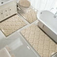 thumbnail image 3 of Findosom Bathroom Rugs Sets 4 Pcs with Toilet Lid Cover,U-Shaped Contour Toilet Mat,Non-Slip Machine Washable Absorbentb Rugs and Mats for Bathroom Floor Mats Microfiber Shaggy Bath Rug,Beige, 3 of 9