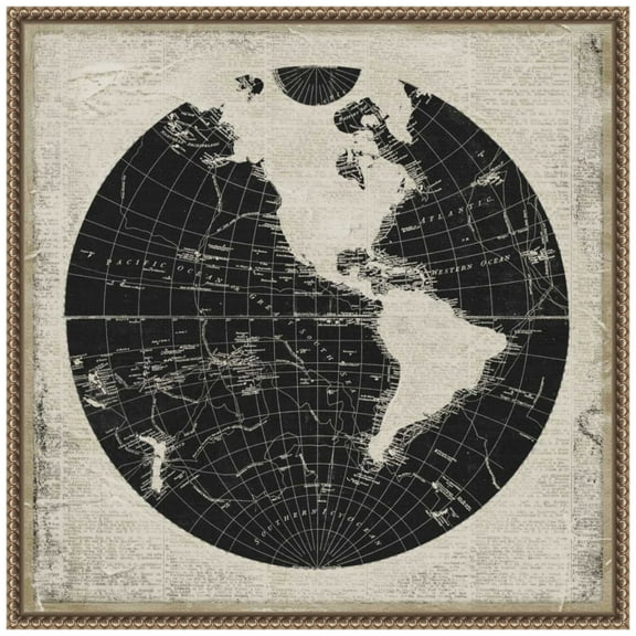 Amanti Art World News Map I Framed Canvas Wall Art Print