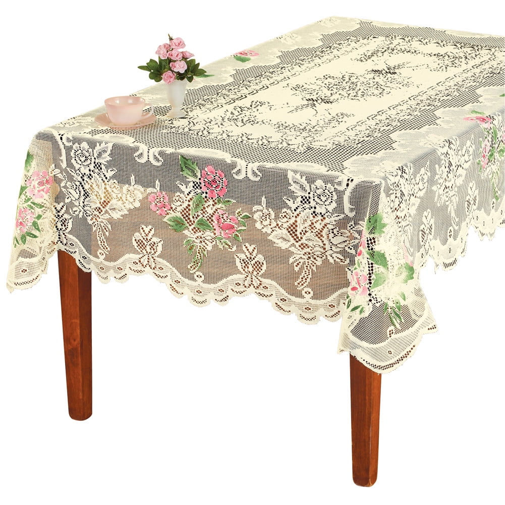 Vintage White Lace Floral Tablecloths Polyester Table Runner Wedding Party Cover Vintage White Lace Floral Tablecloths Polyester Table Runner Wedding Party Cover