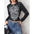 thumbnail image 6 of Cenuakty Women Long Sleeve T-Shirts Fashion Print Crew Neck Shirts Spring Fall Loose Fit Tops Streetwear, 6 of 9