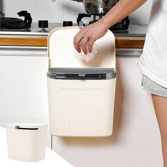 TOPRenddon Hanging Trash Can With Lid, Kitchen Cabinet Door Hanging Trash Can Cover Cabinet Trash Can Door Hanging Trash Can Under Sink Door Trash Can RV BathRoom, Wastebasket Trash Container