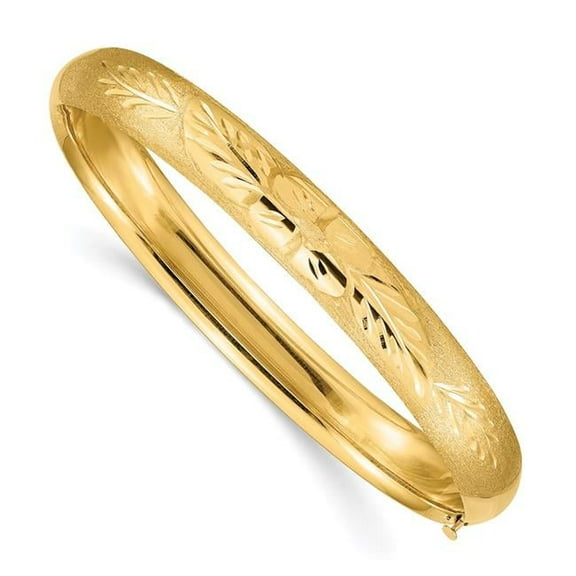 Primal Gold 14 Karat Yellow Gold 5/16 Oversize Florentine Hinged Bangle Bracelet
