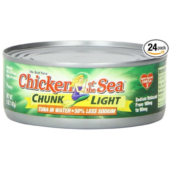 Chicken of the Sea Tuna Chunk Light in Water, 50% Low Sodium, 5-Ounce Cans (Pack of 24)