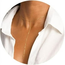 Long Gold Necklace for Women Gold Y Necklace for Women Dainty Pearl Cubic Zirconia Pendant Drop Lariat Necklace