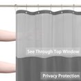 thumbnail image 5 of Cortina de ducha con juego de forro a presión, cortinas de ducha de poliéster para baño, cortina de ducha impermeable con 12 ganchos, lavable a máquina, tela pesada y ventana superior de malla de 72 x 72 pulgadas Rojo Verde, 5 of 5