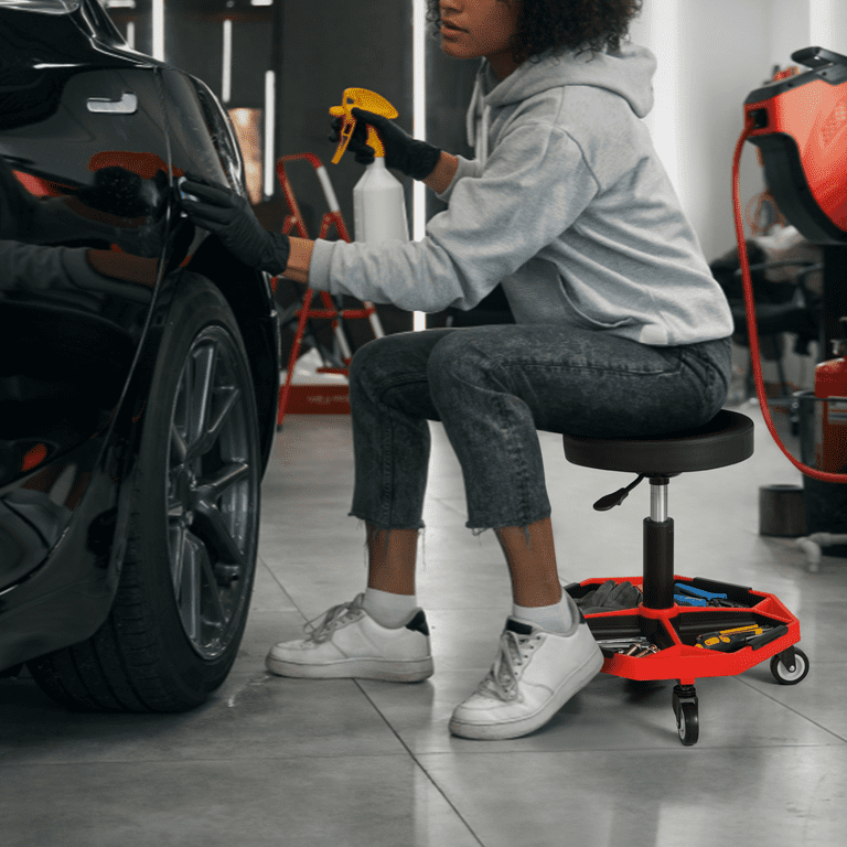 M-AUTO Garage Work Creeper, Adjustable Roller Seat with Wheels