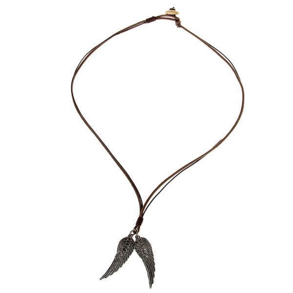 Collar colgante retro de los hombres,Collar de cuerda de cuero con alas de ángel,Collar de cuero vintage con letras hechas a mano,Collar de cadena de cuerda de cuero trenzado vintage,Collar de Fernando Collar colgante retro de los hombres