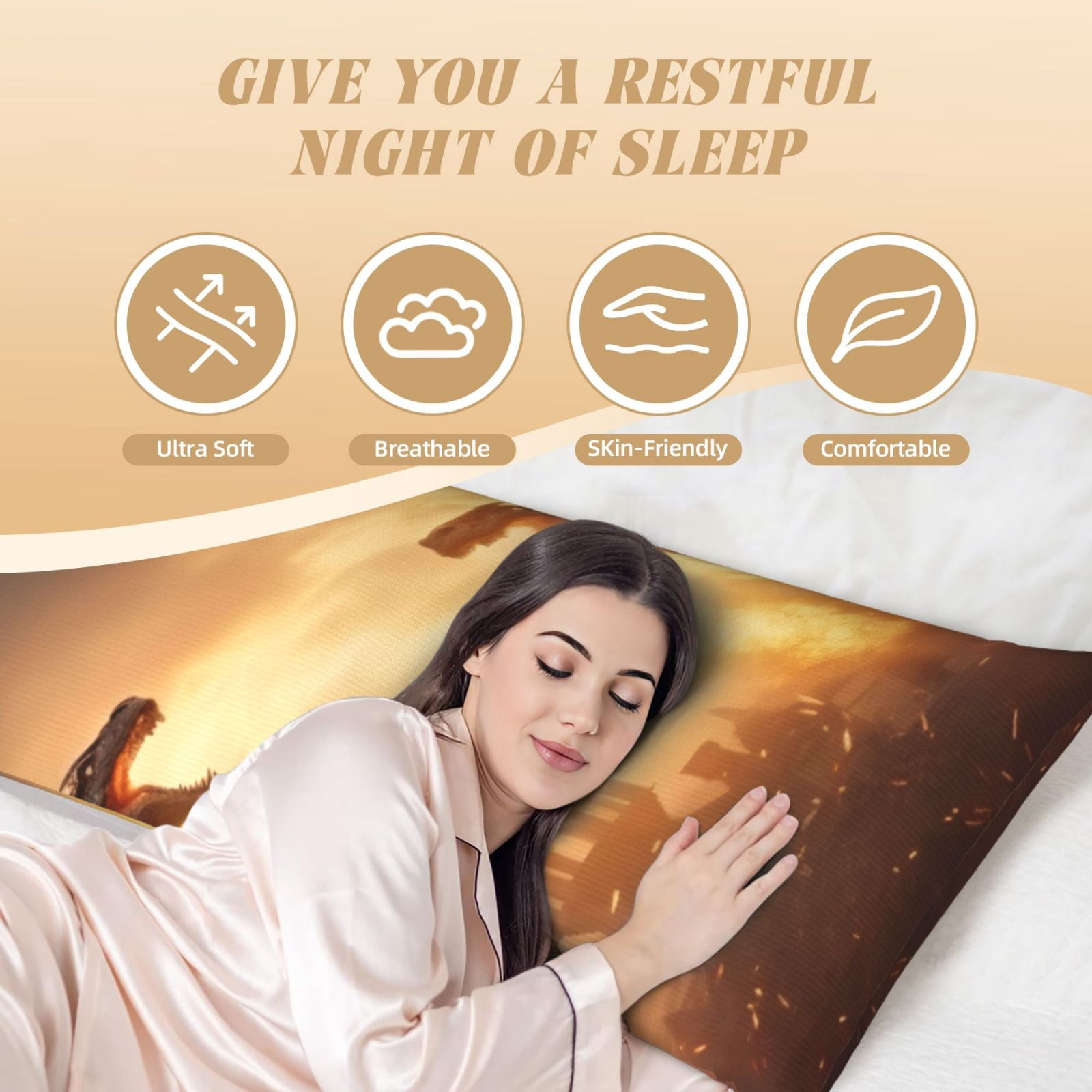 Naloa Castle Cool Fire Dragon Super Soft 20x60 Body Pillow Case,Long Side Hidden Zipper（PILLOWS ARE NOT INCLUDED）