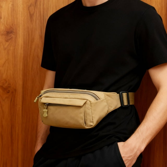 Bolso bandolera tipo bandolera para hombre, para exteriores, con correa ajustable Caqui
