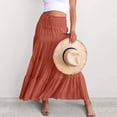 thumbnail image 6 of Womens Maxi Skirts Boho Summer Casuel Flowy Flared Elastic High Waist Pleated A-Line Solid Color Swing Long Skirts, 6 of 10