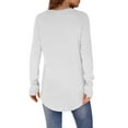 thumbnail image 7 of YEJIMAN Long Sleeve T-shirt, White V Neck T Shirts For Women, Womens Tunic Tops to Wear with Leggings Long Sleeve Thumb Hole Shirts Crew Neck Curved Hem, Big & Tall, 7 of 7
