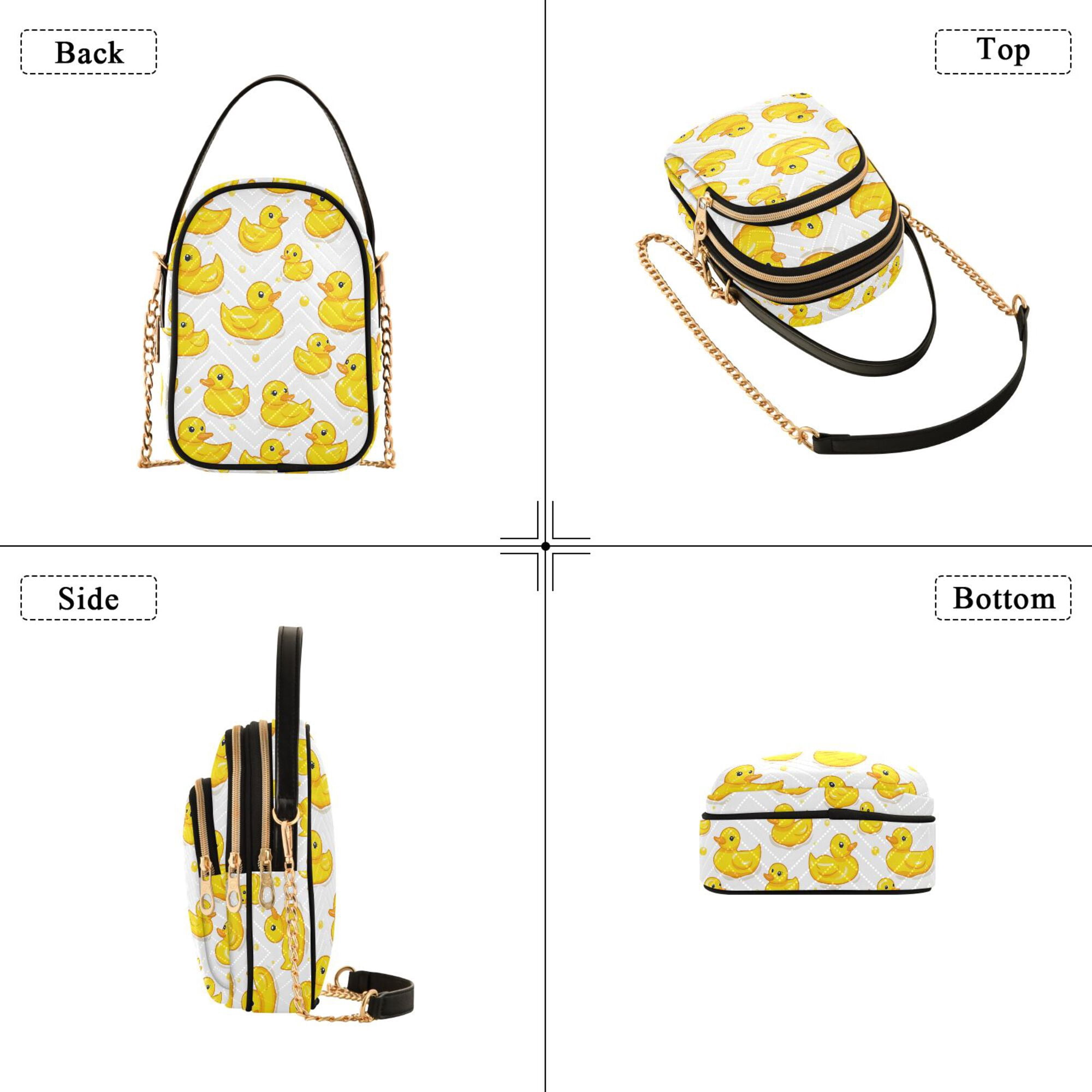 FORMRS Crossbody Bag for Women Quilted Travel Shoulder Cell Phone Purse with Chain Strap Handbag, Yellow Rubber Ducks