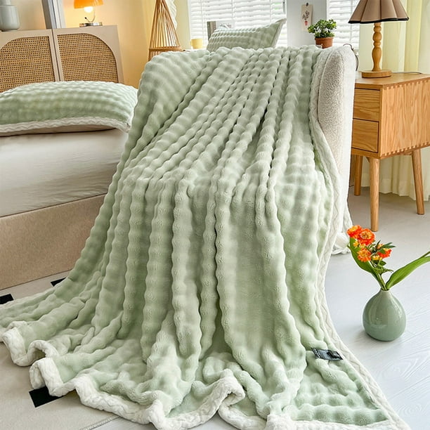 Dvkptbk Woolen Blanket Soft Bubble Fleece Blanket Warm and Soft Single Layer Double Sided All Season Solid Color Plush Blanket Bedding