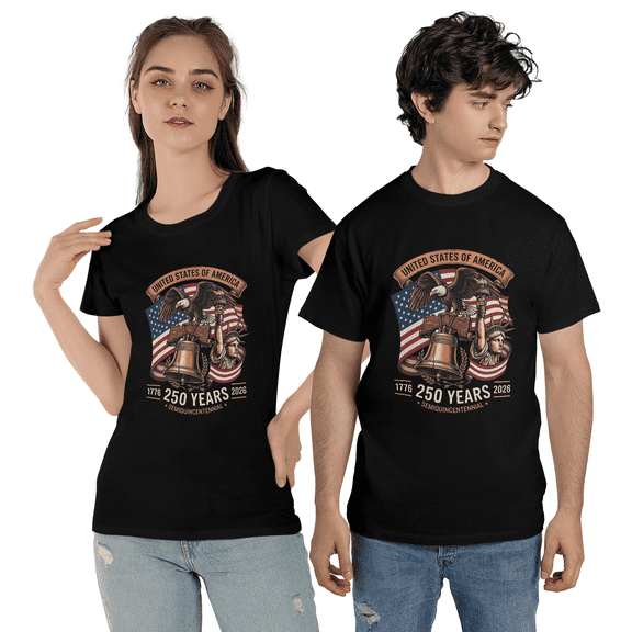 USA 250 Years T-Shirt, United States of America 1776 2026 Semiquincentennial Tee, Vintage Eagle Liberty Bell Patriotic Shirt, 4th of July Gift