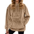 thumbnail image 3 of Women's Plush Front Pet Carrier Hoodie, Kangaroo Pocket Cat Mom Sweatshirt, Soft Fleece Lined Hooded Sweater, Cozy Animal Lover Pullover, Fun Pet Holding Hoodie, Winter Warm Top Brown L, 3 of 5
