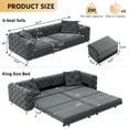 thumbnail image 4 of 97.7" 3-in-1 Convertible Sleeper Sofa, 28.4" Deep Seat Pull Out Sofa Bed, Button Tufted Modern Sofa, 4-Seater Couch with Movable Ottoman for Apartment, Office, Bedroom (Dark Gray), 4 of 11