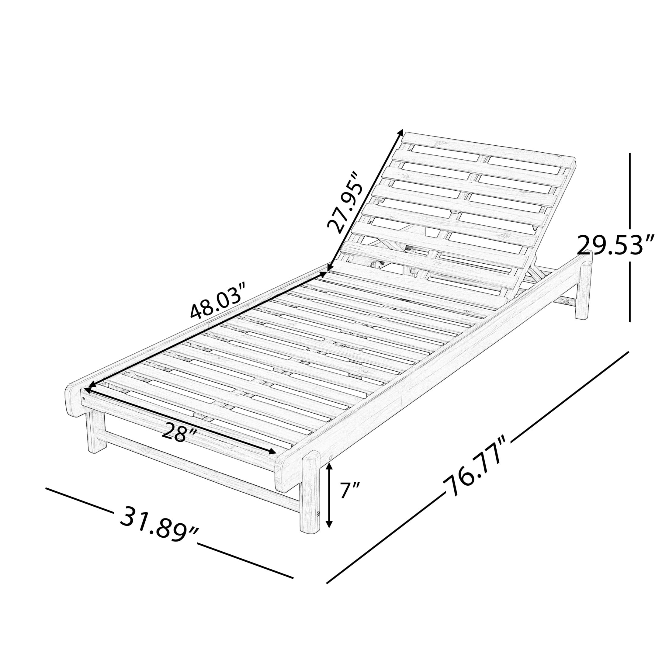 Christopher Knight Home Outdoor Chaise Lounge Frame with 3-Position Adjustable Backrest, Light Teak