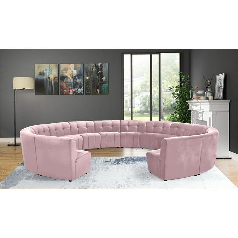 Pink Leather Sectional Sofa Baci Living Room