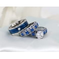 thumbnail image 4 of His and Her Matching Rings White AND Blue Couple Rings CZ Wedding Ring Sets Wedding Band, 4 of 7